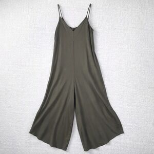 Olive‎ Green Wide Leg Jumpsuit Culotte Cropped V Neck Spaghetti Strap